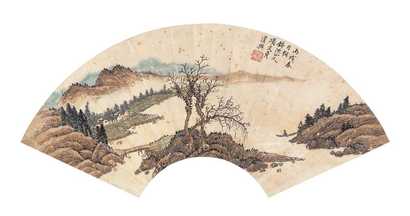 项文彦 山水 扇面